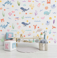 YIMEHDAN ocean wall decals with whales and dolphins for a calming baby bedroom ambiance.