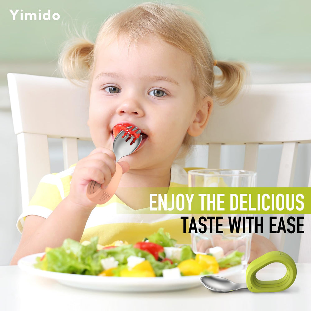 Yimido stainless-steel head—durable fork tips for safe feeding.