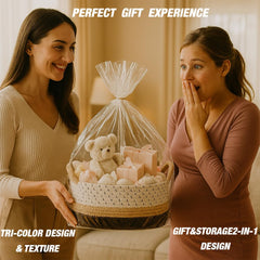 Yimi's Dream gift basket with cellophane presents a refined wrapping option