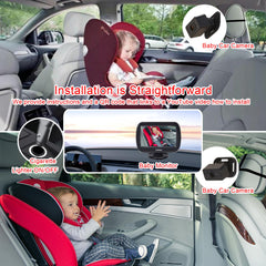 Night-vision-enabled 4.3-inch monitor for real-time baby backseat viewing.