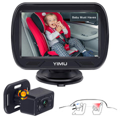 YIMU HD720P rear-seat camera mounted on headrest for quick, secure installation.