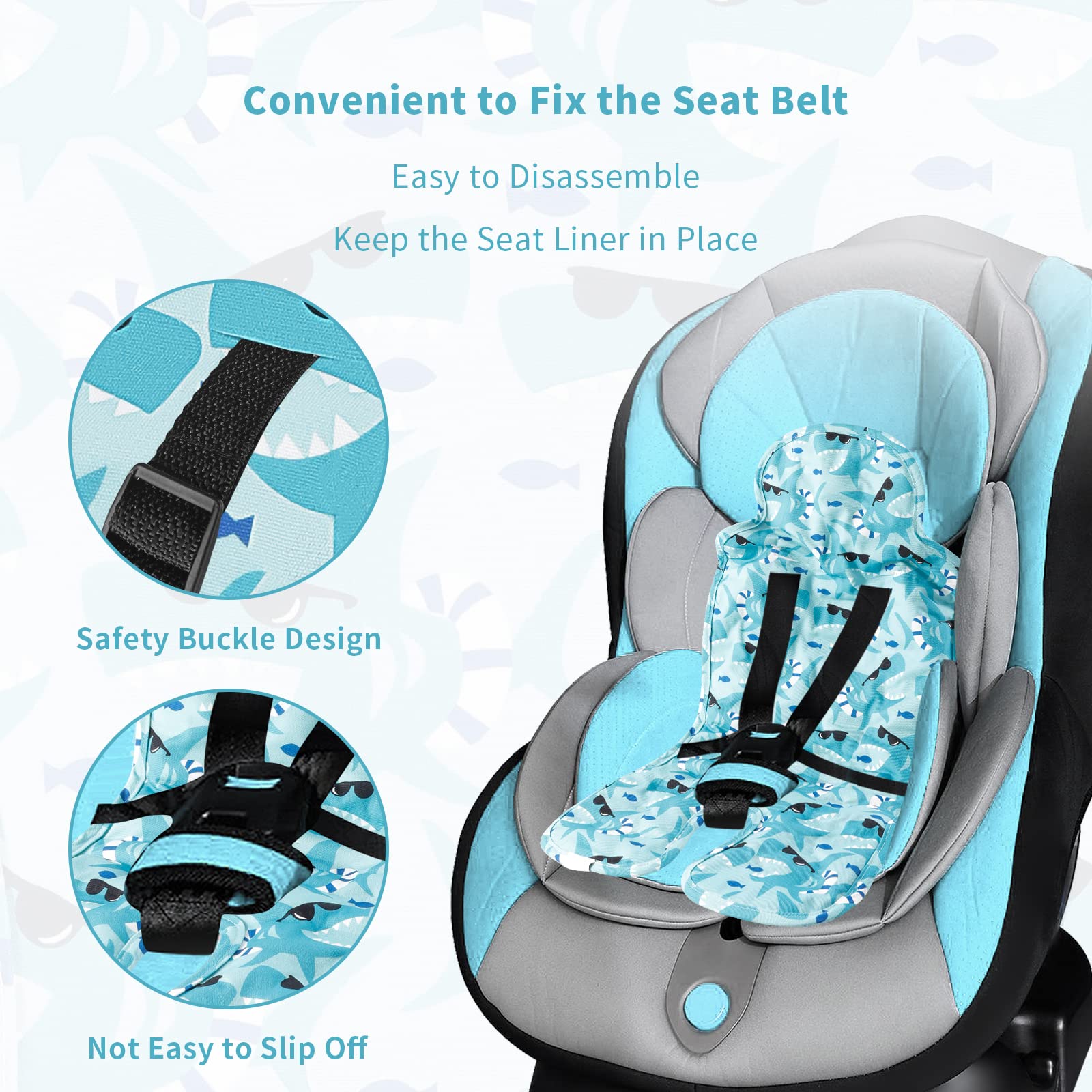 Yinbly quick-installation straps securing the pad on a seat.