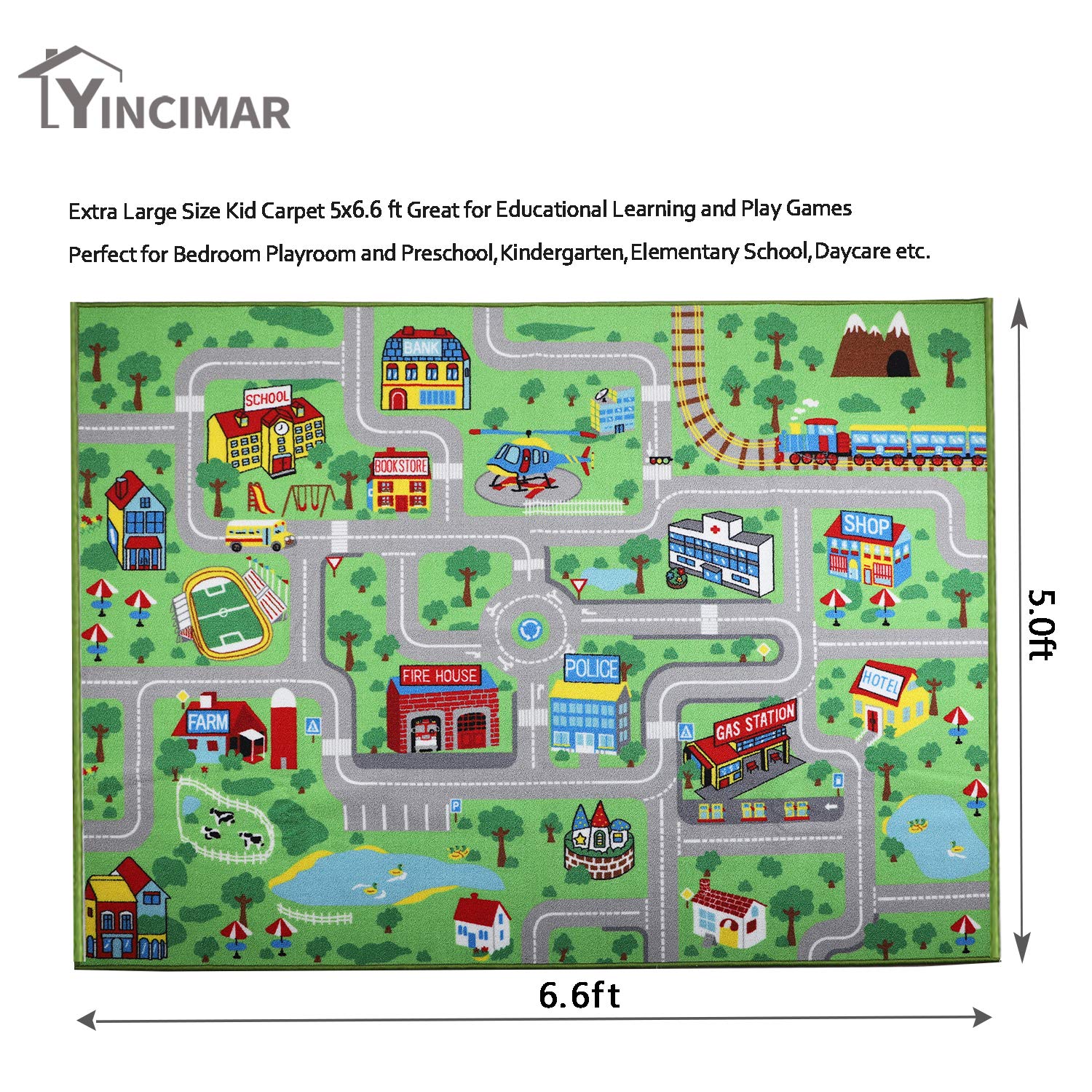 Yincimar city life road map play mat shows roads and buildings.