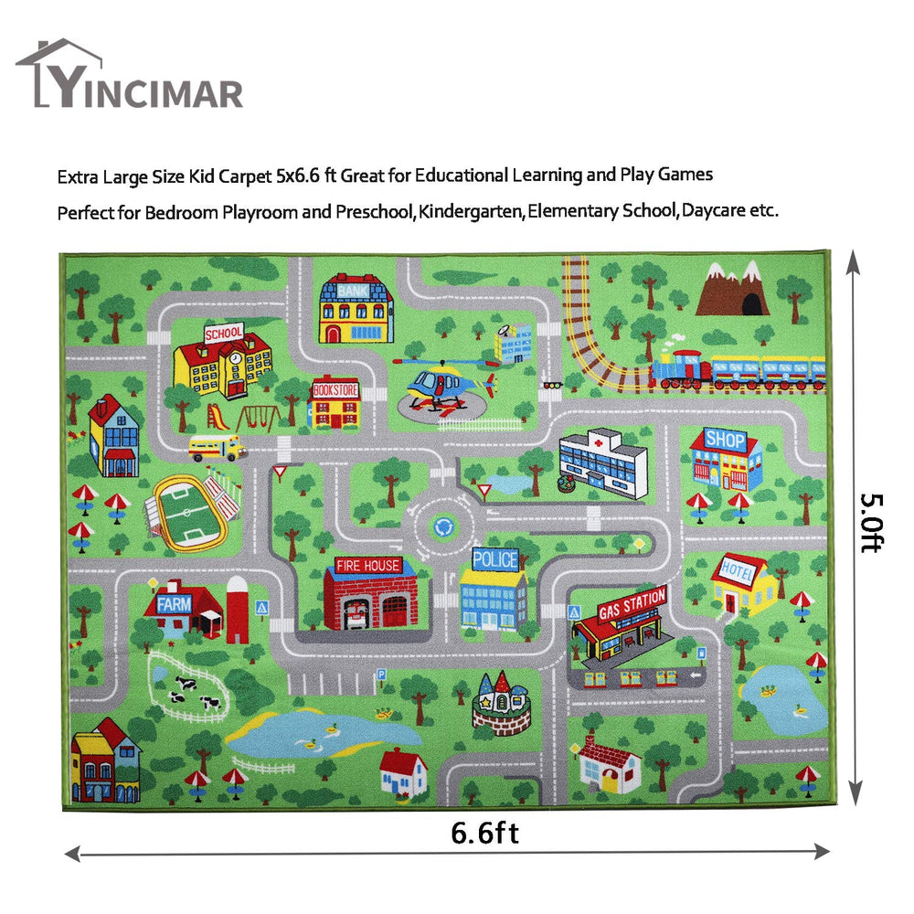 Yincimar city life road map play mat shows roads and buildings.