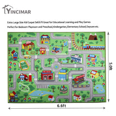 Yincimar city life road map play mat shows roads and buildings.