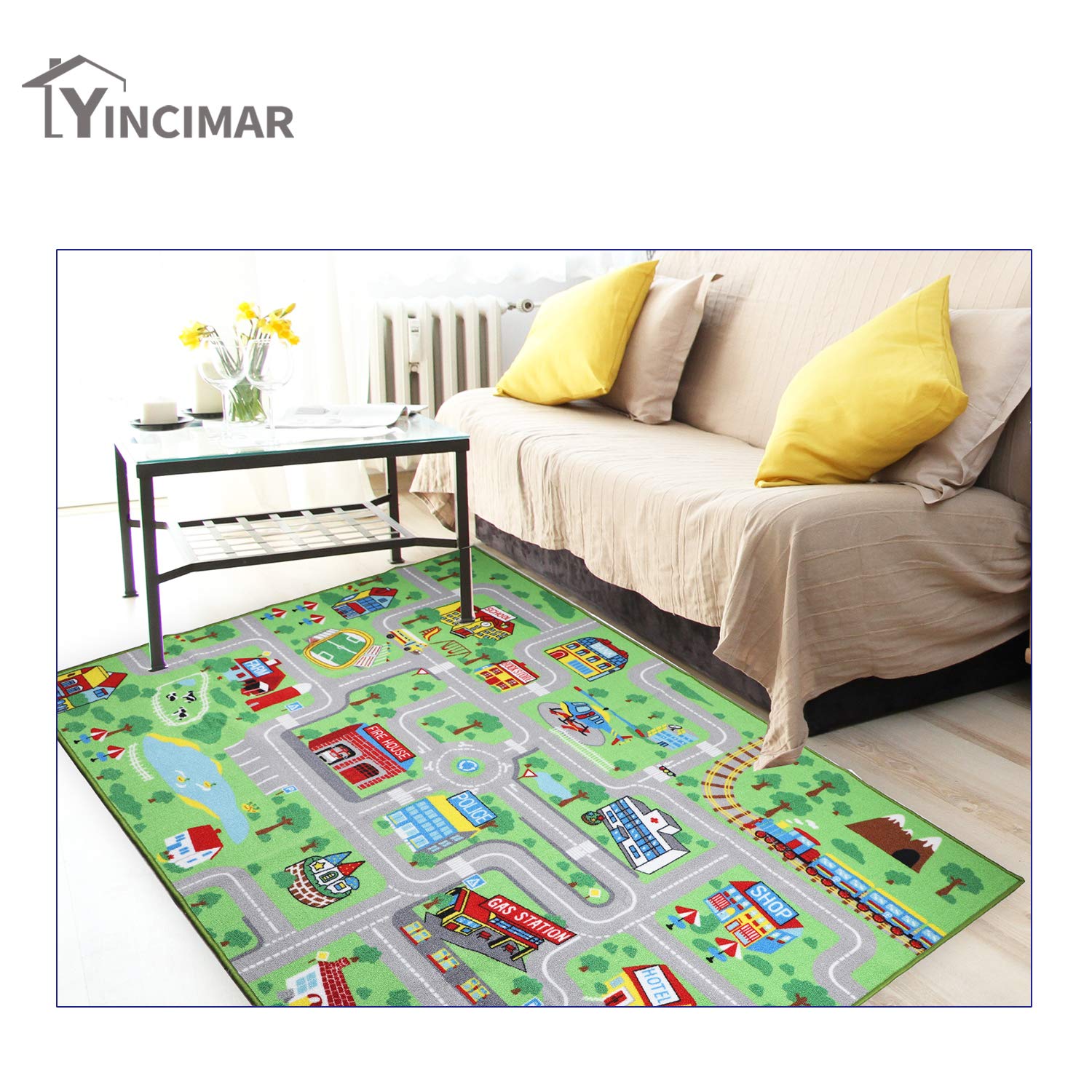Yincimar non slip bottom on play mat for safe floor play.