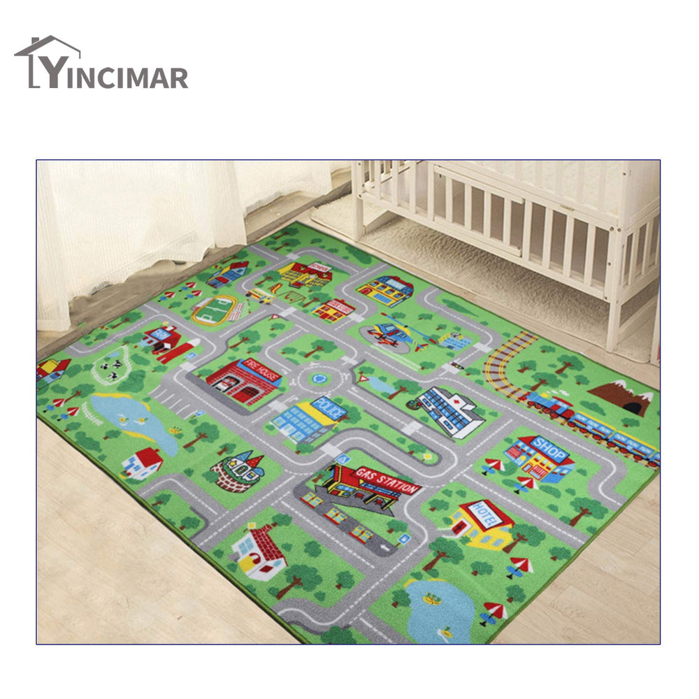 Yincimar travel friendly foldable play mat for easy transport.