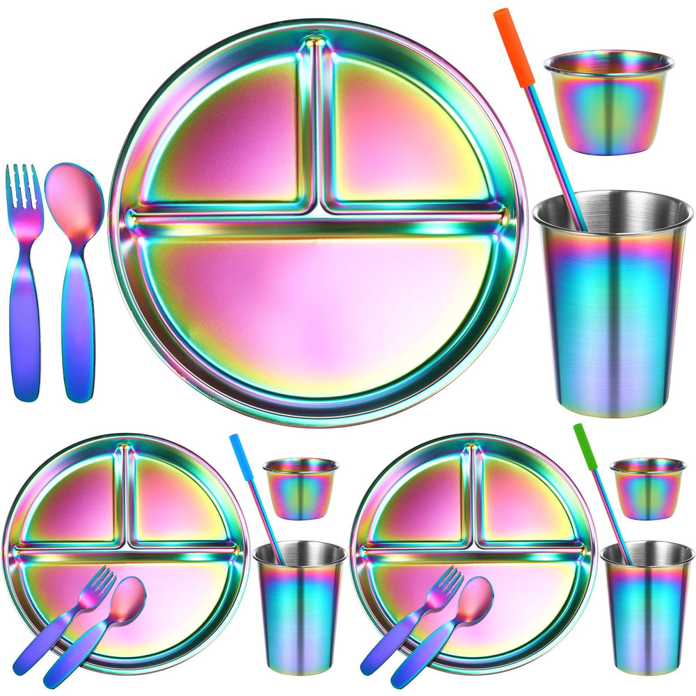 Yinder 21-piece kids dinner set full view for home meals and travel convenience