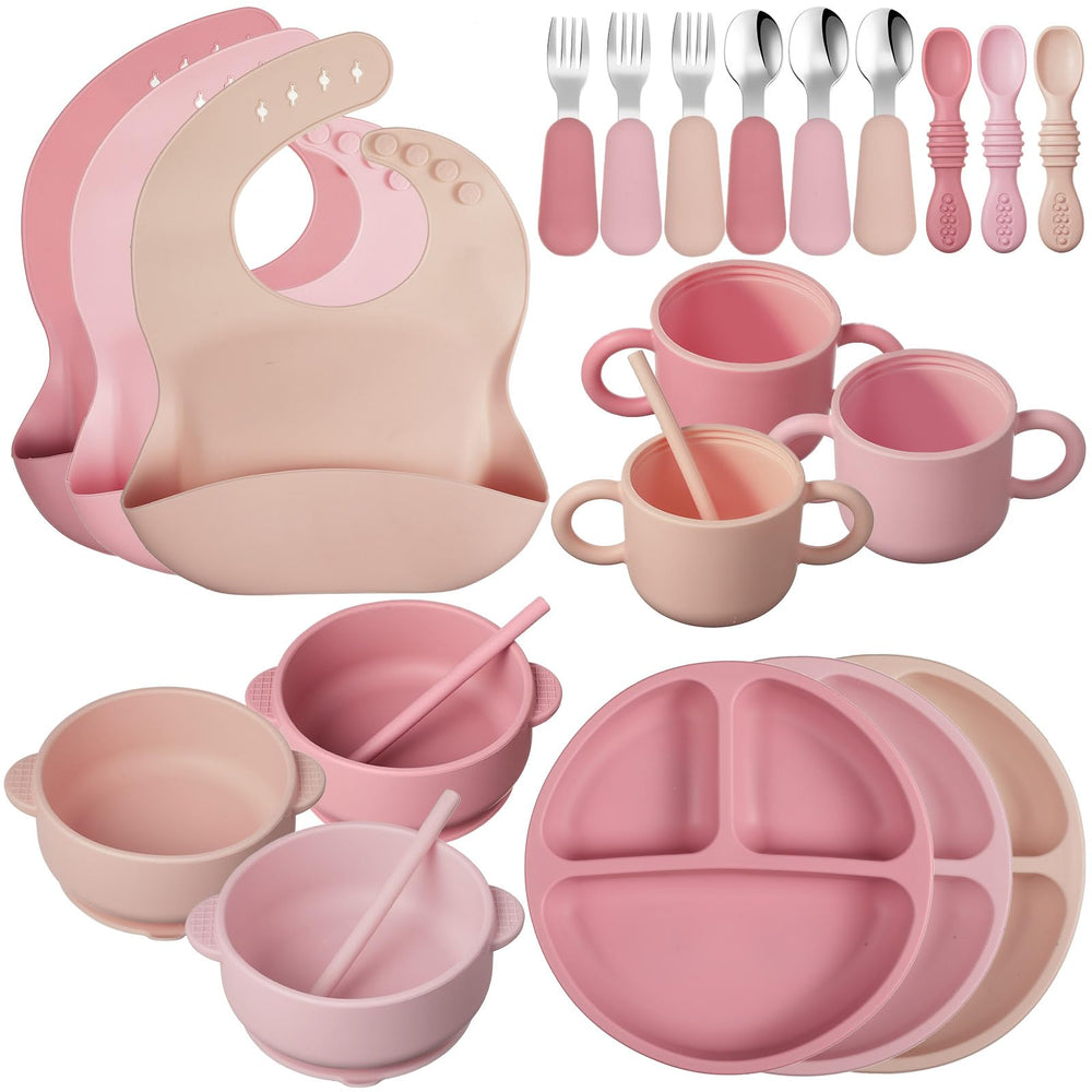 Yinder 24-pack silicone baby feeding set packaging with three colors for easy gifting and selection