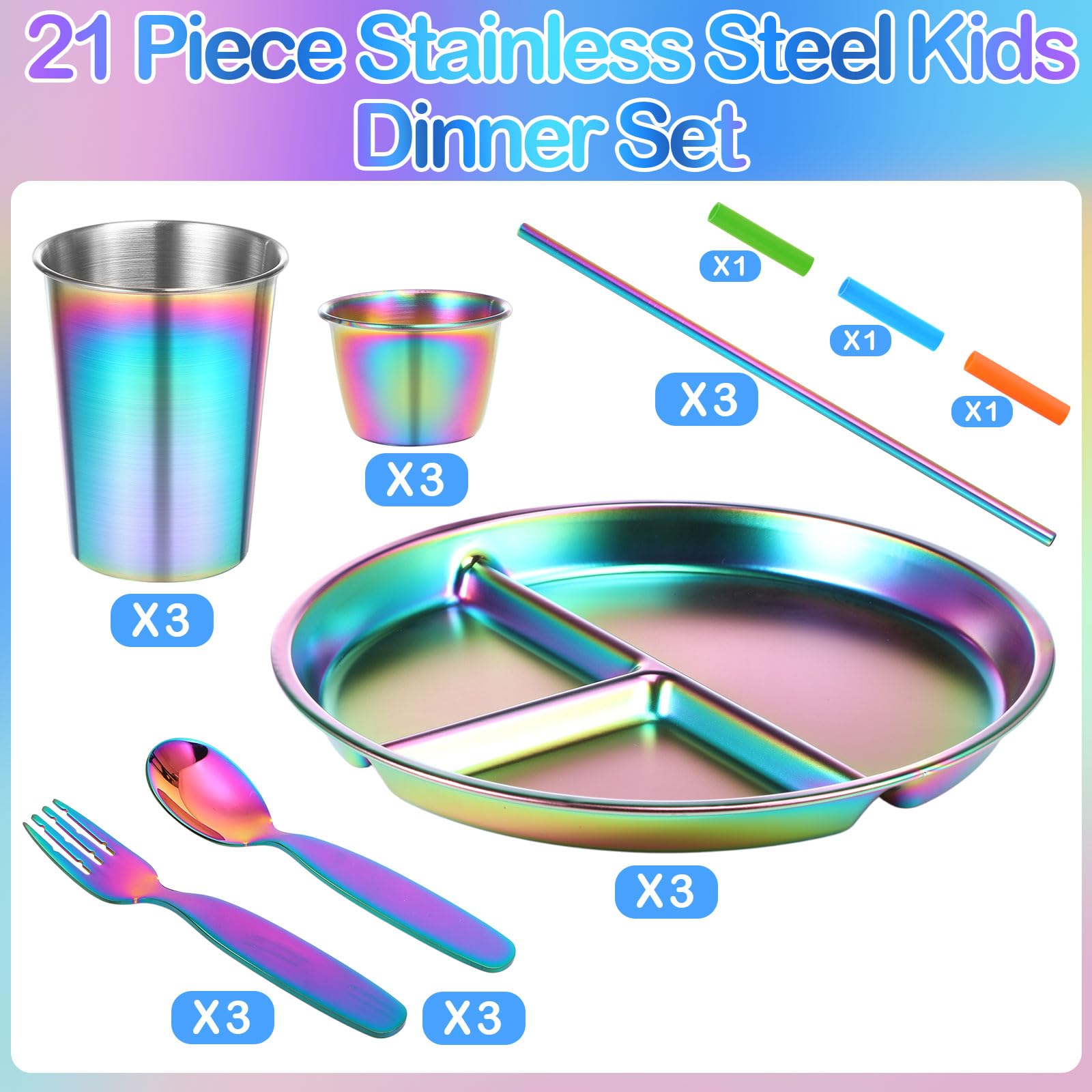 Yinder divided plate with balanced bites for portion control and mess reduction