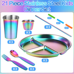 Yinder divided plate with balanced bites for portion control and mess reduction