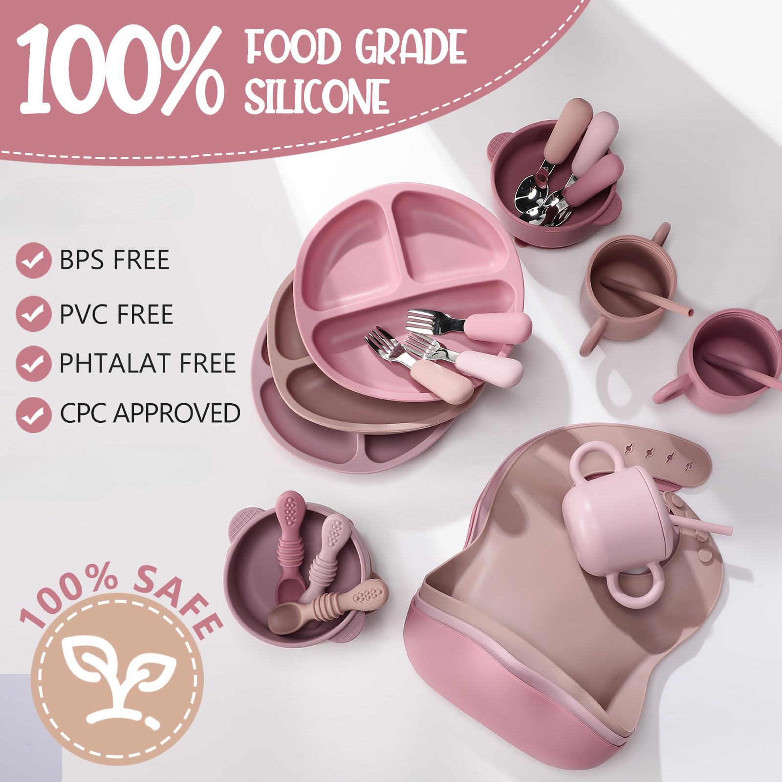 Yinder divided suction plate and bowl demonstrates anti-slip design to reduce mess at meals