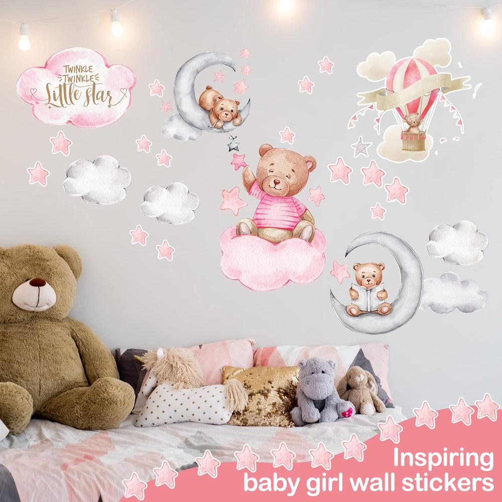 Yinder moon and stars decal kit enhances night-time play and calm ambience.