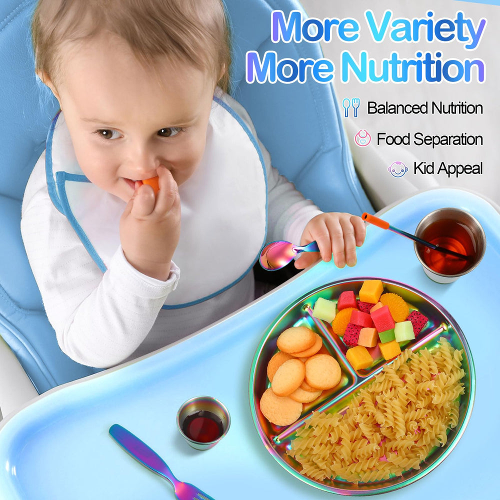 Yinder rainbow utensils promote independent eating and a cheerful mealtime
