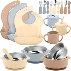 Yinder silicone baby feeding set bowls for self-feeding with easy-clean design.