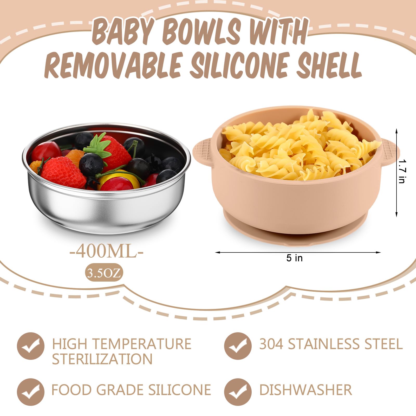 Yinder silicone baby feeding set color options brown beige gray suit mealtime.