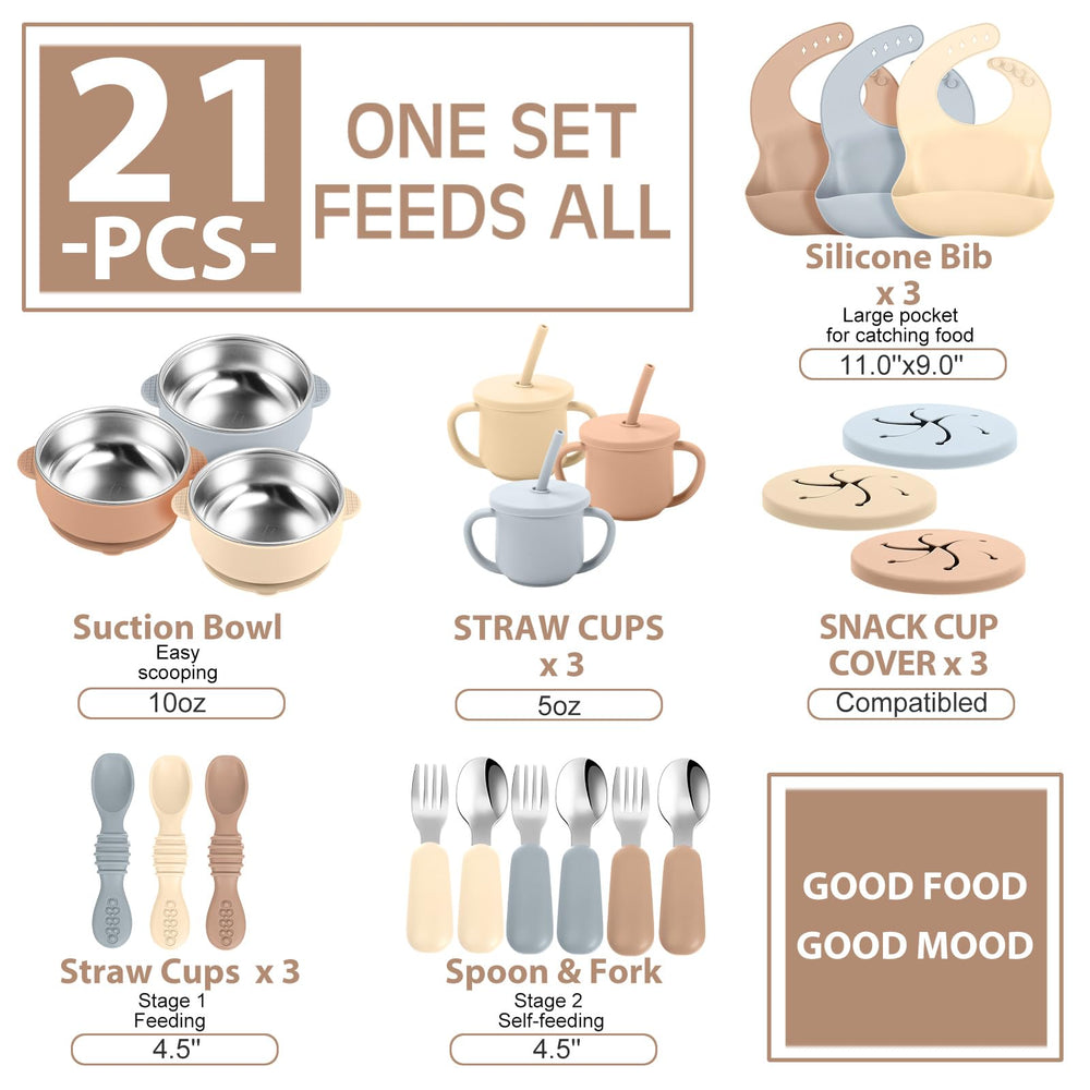 Yinder silicone baby feeding set is dishwasher-safe for quick cleanup.