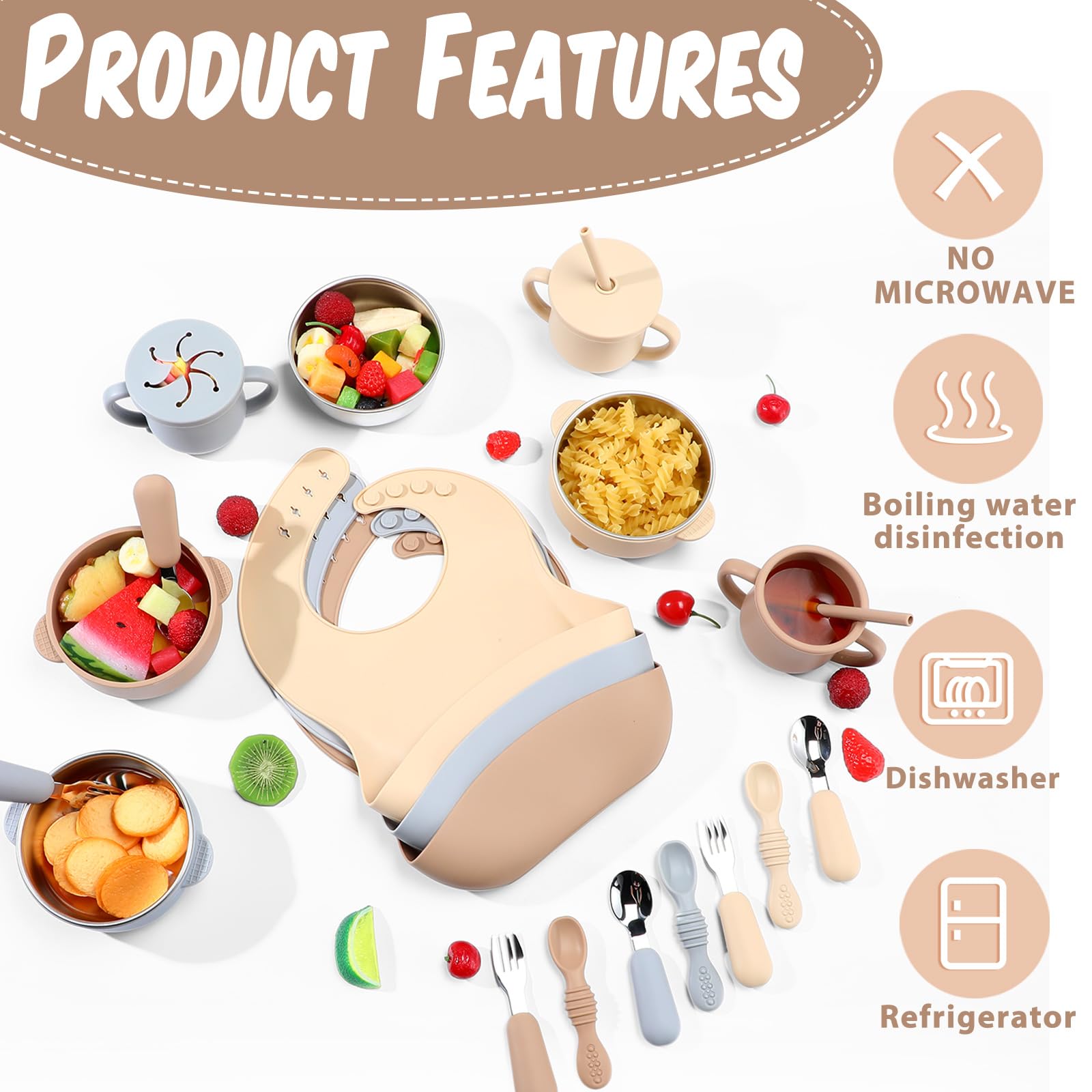 Yinder silicone baby feeding set forks designed for tiny mouths and safe grip.