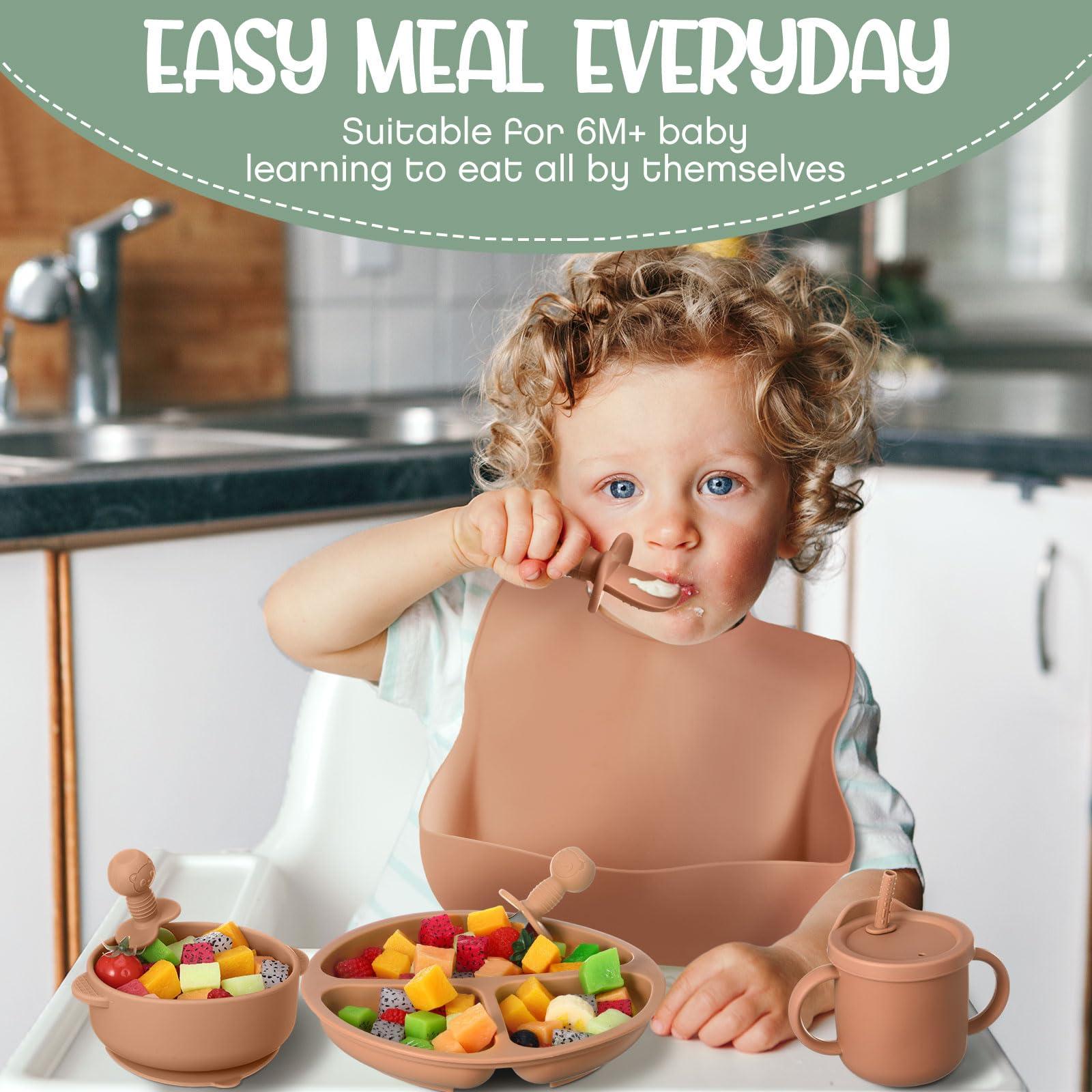 Yinder silicone spoons and forks are gentle on gums and durable