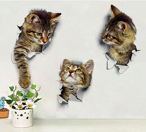 YINECO 3D Cat Wall Sticker self-adhesive on windows or walls for versatile home decoration