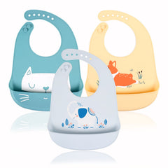 YINGJEE silicone baby bibs packaged image shows safe materials and value in a 3-pack