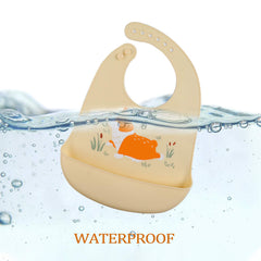 YINGJEE silicone feeding bibs adjustable neckband demonstrates secure fit for growing babies