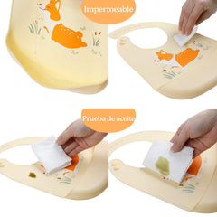 YINGJEE silicone feeding bibs waterproof material keeps clothes dry during meals