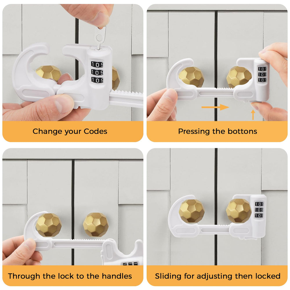 Yingranlock 4-pack cabinet locks in use on cabinets with double-door access protection
