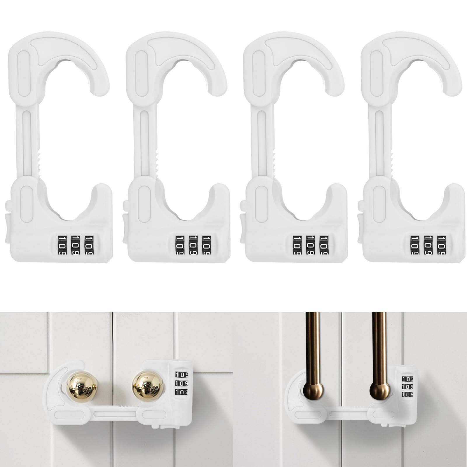Yingranlock 4-pack cabinet locks packaging shows four white locks for home safety