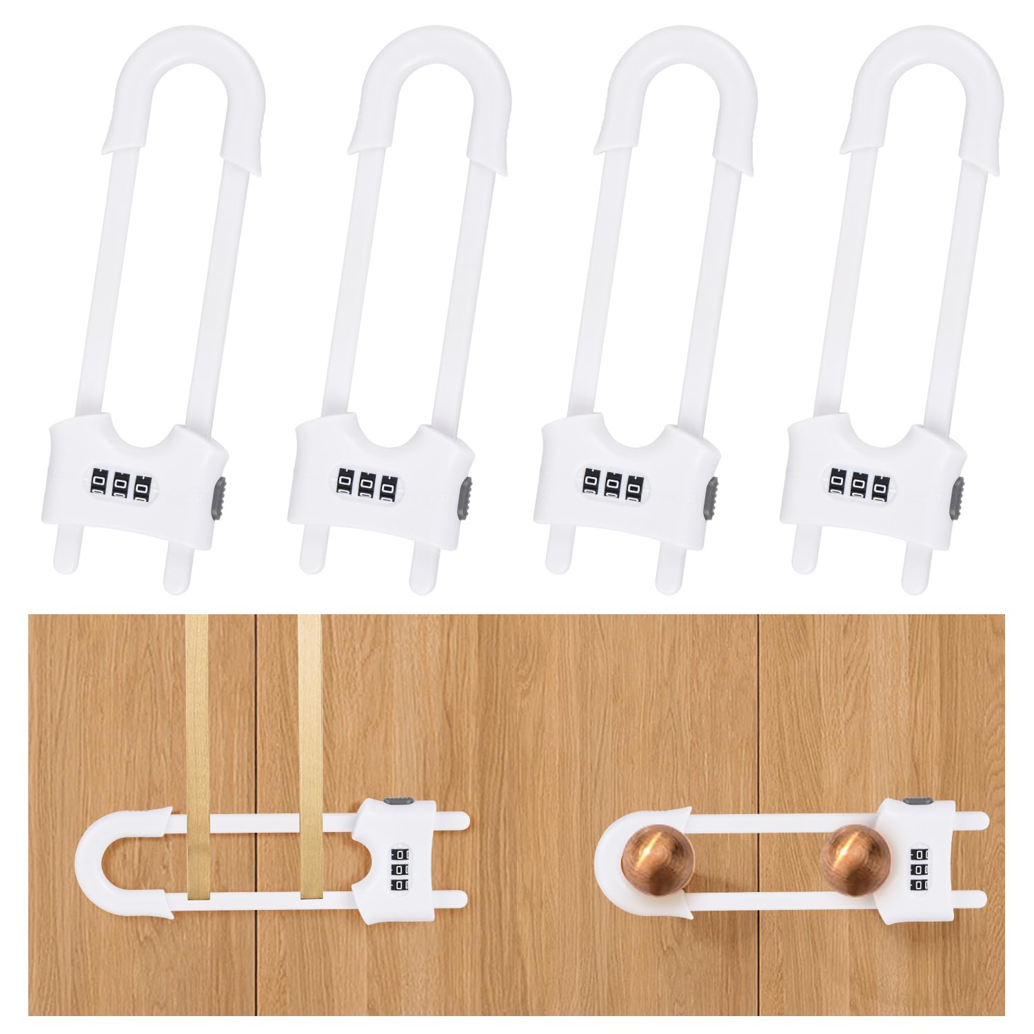 yingranlock U-shaped sliding cabinet lock close-up highlighting durable ABS material for kid-proofing