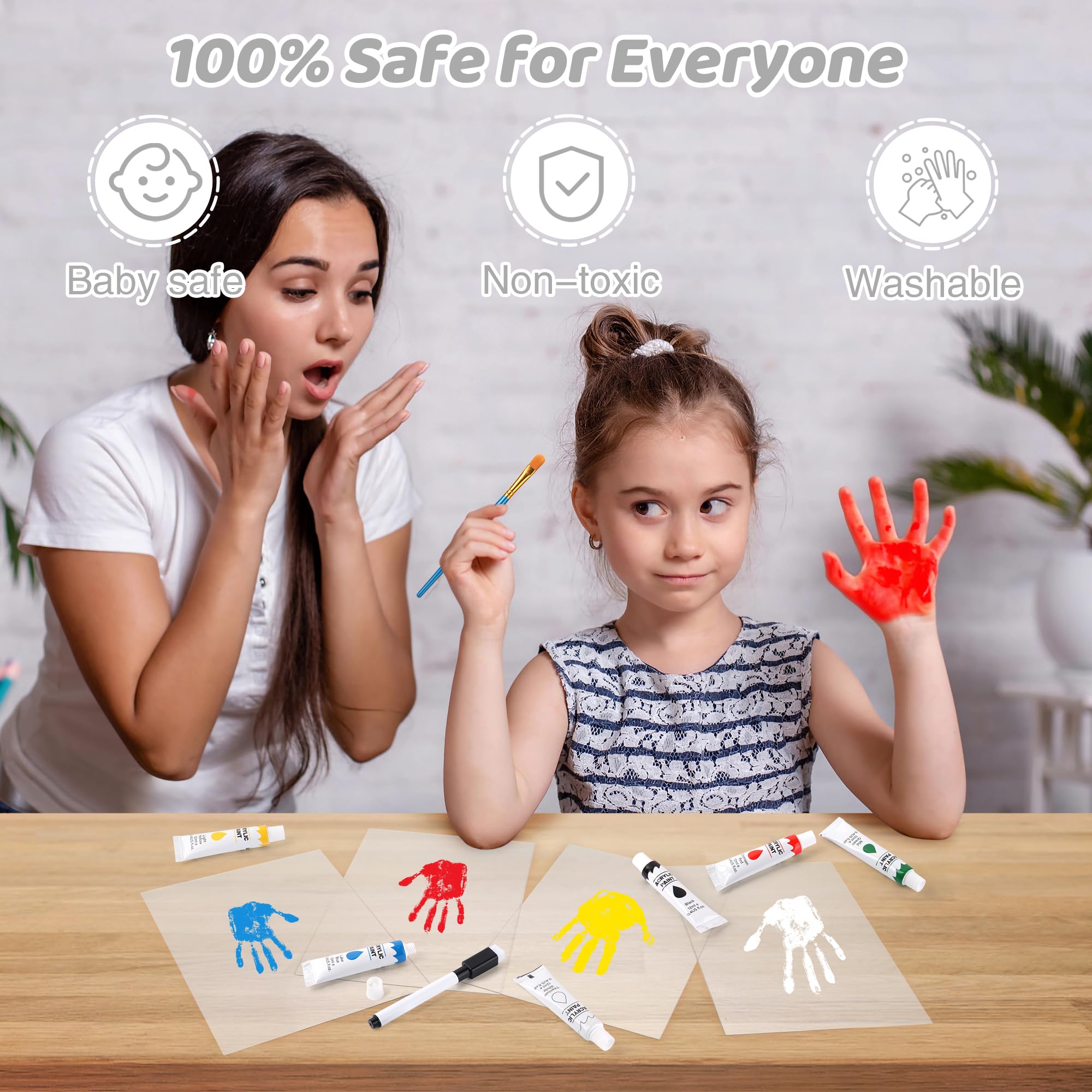Yingsu Family Handprint Kit features strengthened acrylic glass panel protecting memories.