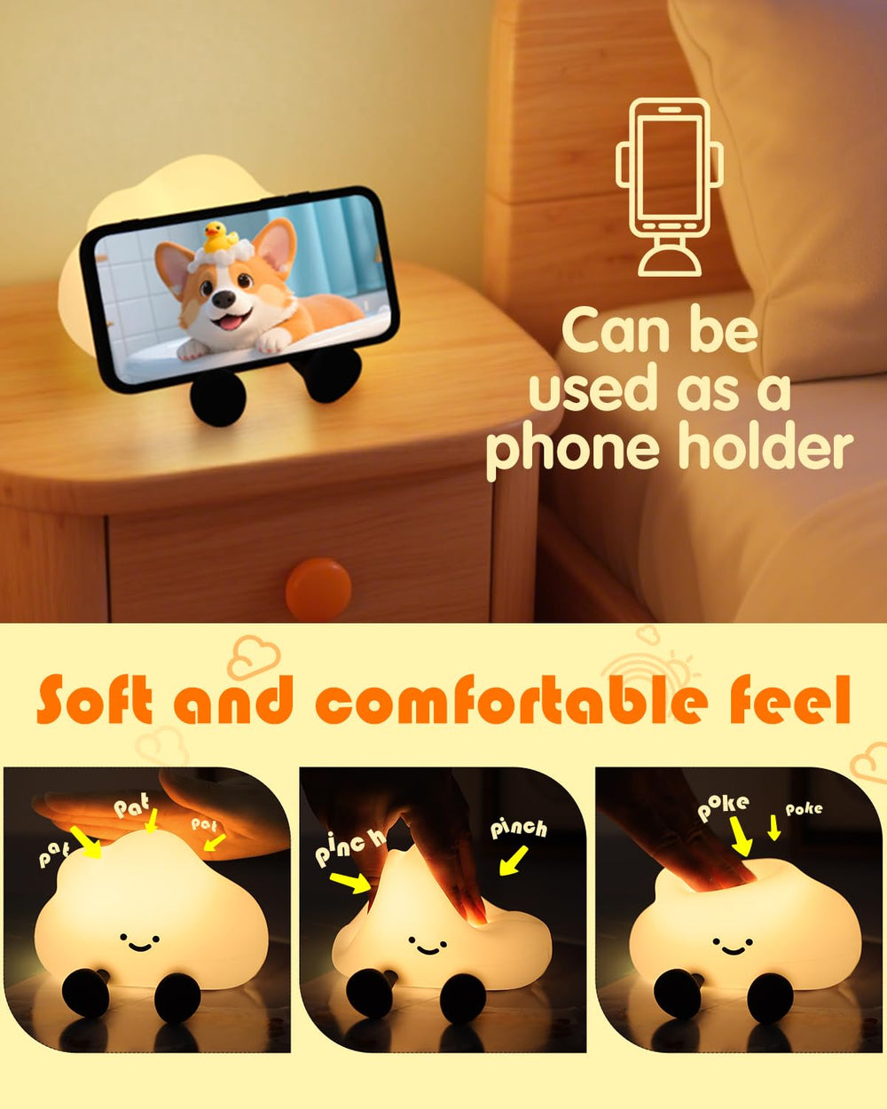 YISUN Cloud Night Light color-transition mode delivering gentle color shifts
