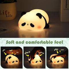 YISUN Panda night light features soft silicone body safe for touch and play.