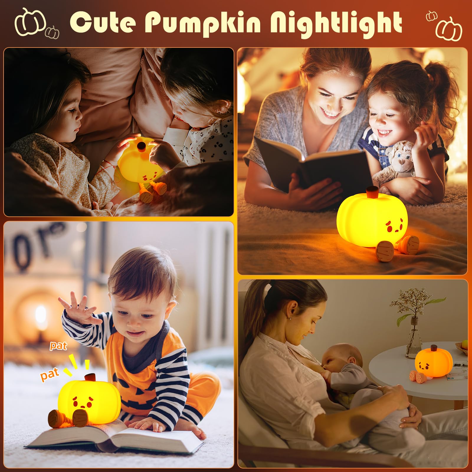 YISUN Pumpkin Night Light silicone close-up highlighting squishy texture