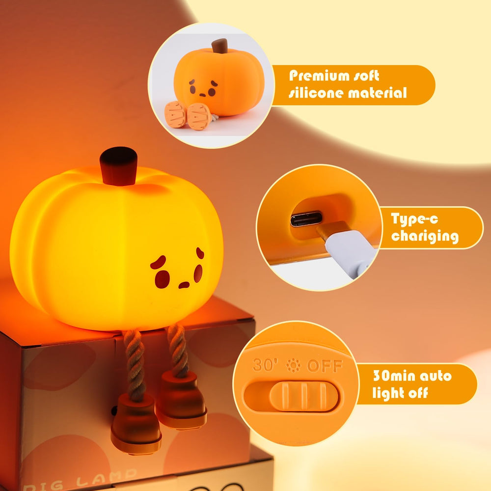 YISUN Pumpkin Night Light side view showing cute pumpkin design