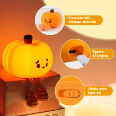 YISUN Pumpkin Night Light side view showing cute pumpkin design