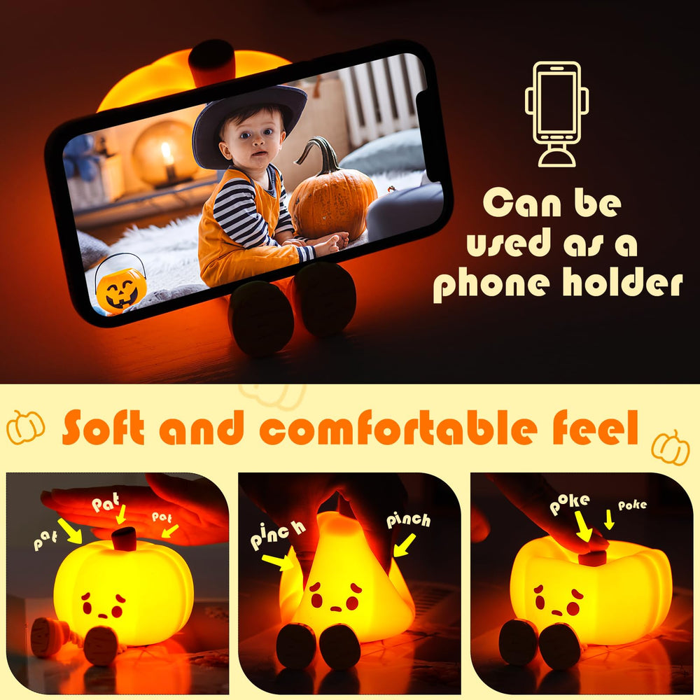 YISUN Pumpkin Night Light charging via USB-C for portable use