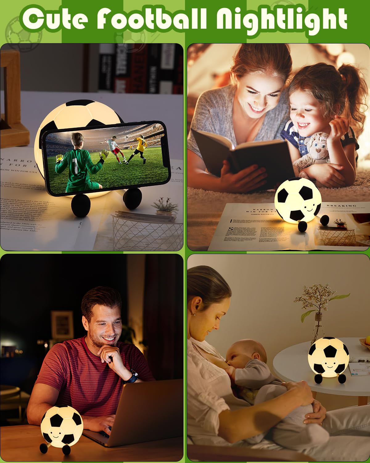 YISUN soccer night light portable for bedside, desk, and travel.