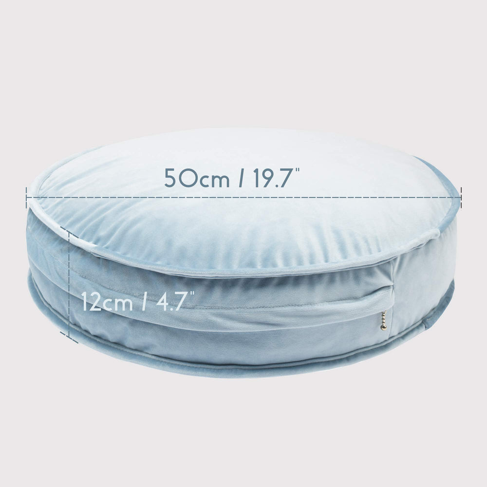YIUOR velvet round floor pillow in reading nook for relaxed study