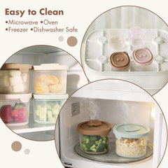 YIVEKO baby food containers with sun lid for quick heat.