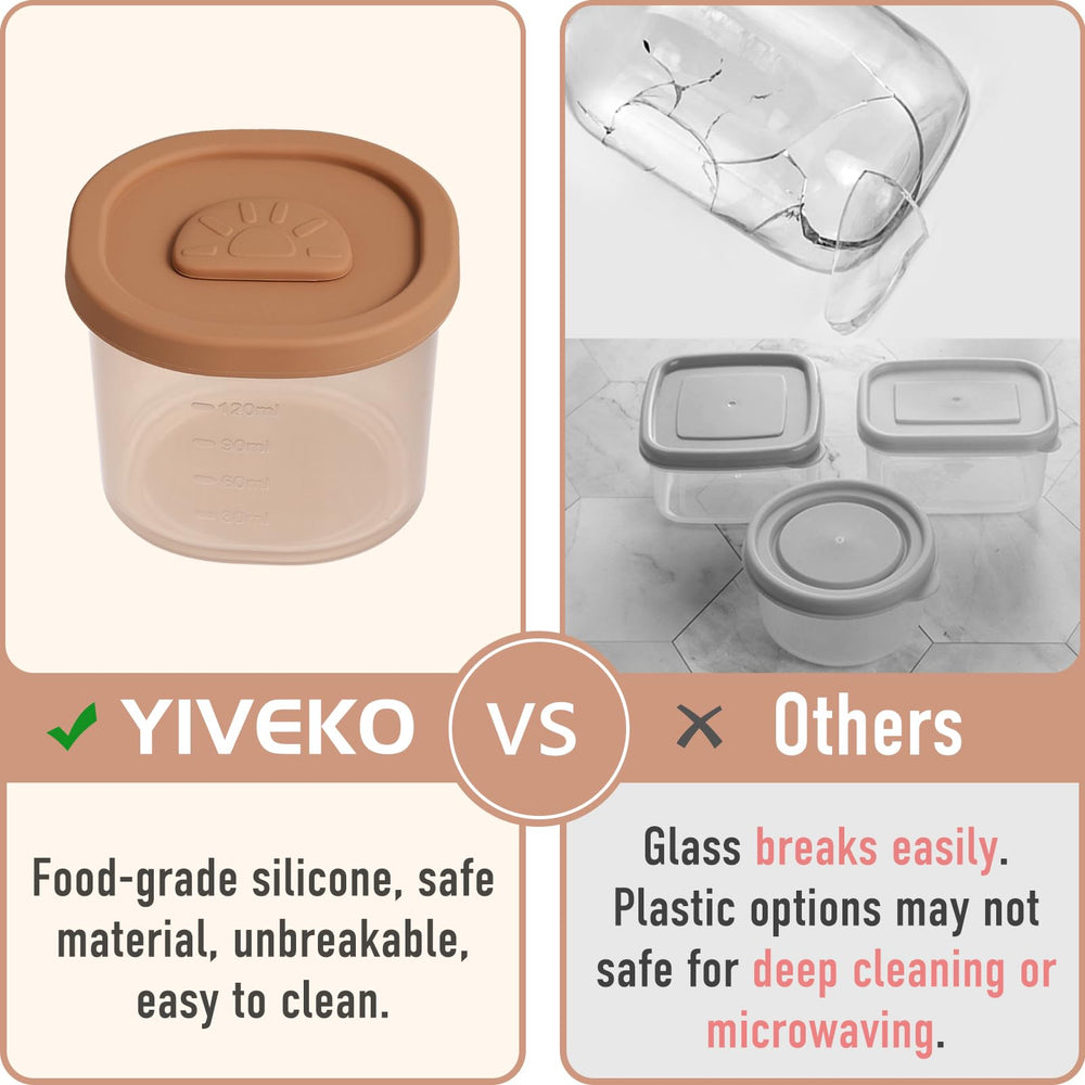 YIVEKO measurement-marks container helps precise portioning of baby meals.