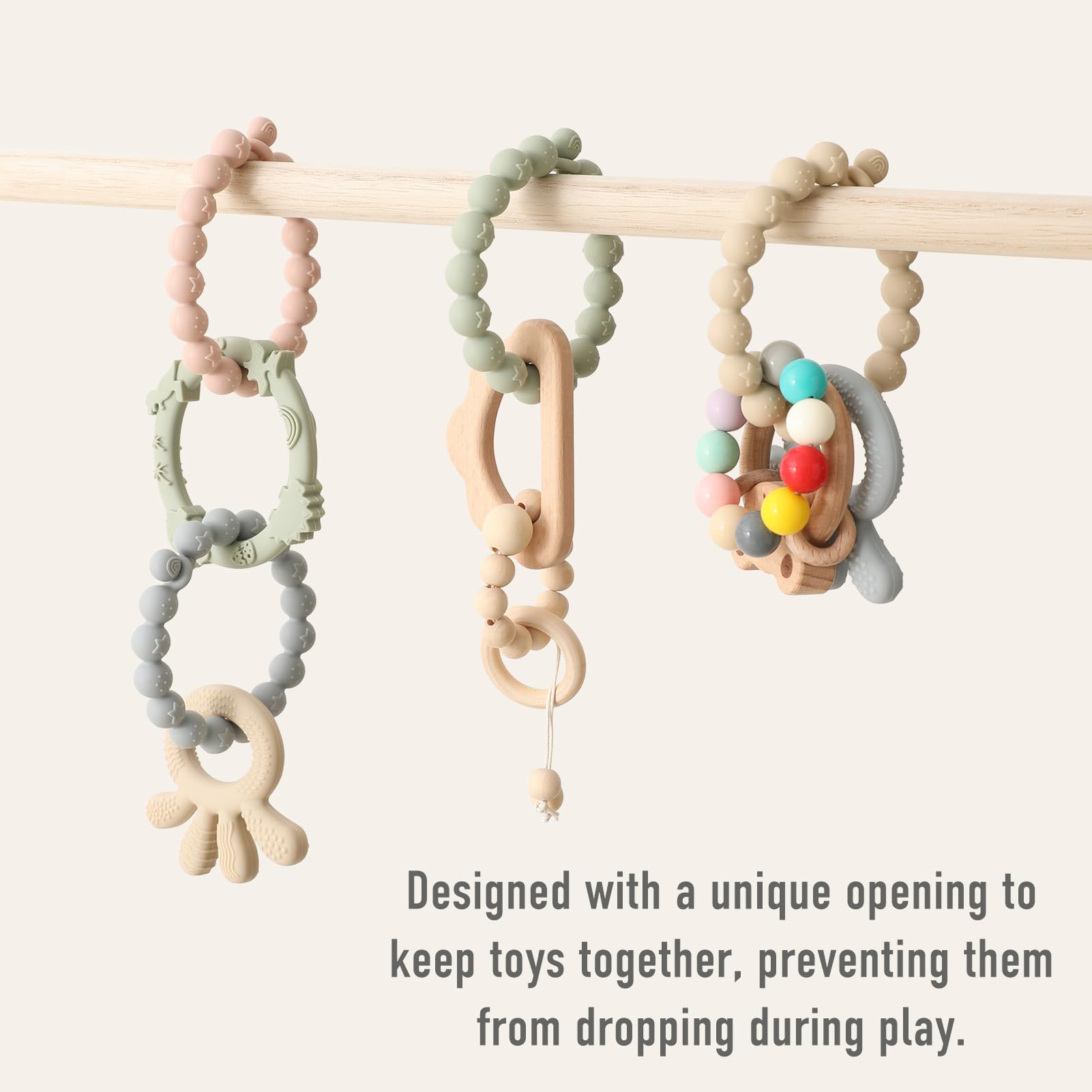 YIVEKO teether rings are BPA/PVC/Lead/Phthalate-free for safe chewing.