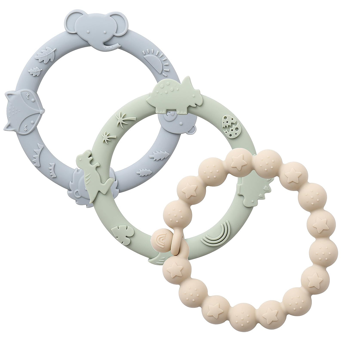 YIVEKO baby teether rings—soft textures for gentle gum massage and engaging teething.