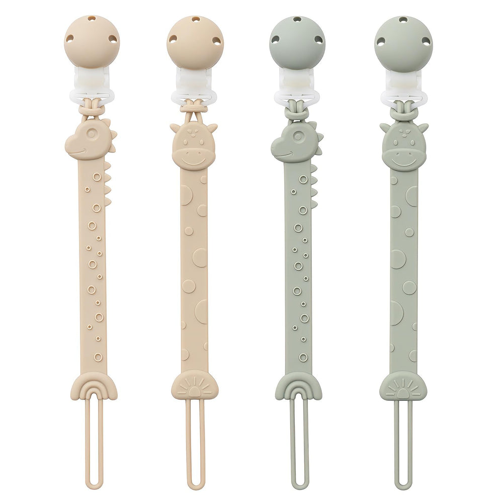 YIVEKO pacifier clip dinosaur ivory highlights safe one-piece silicone design for worry-free outings.