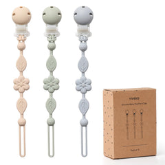 YIVEKO pacifier clip ivory flower design keeps pacifier secure on the go.