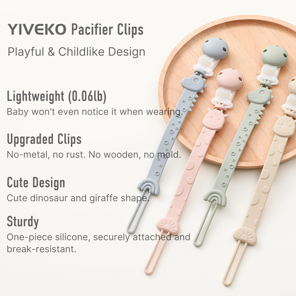 YIVEKO pacifier clip giraffe design keeps pacifier within reach during walks