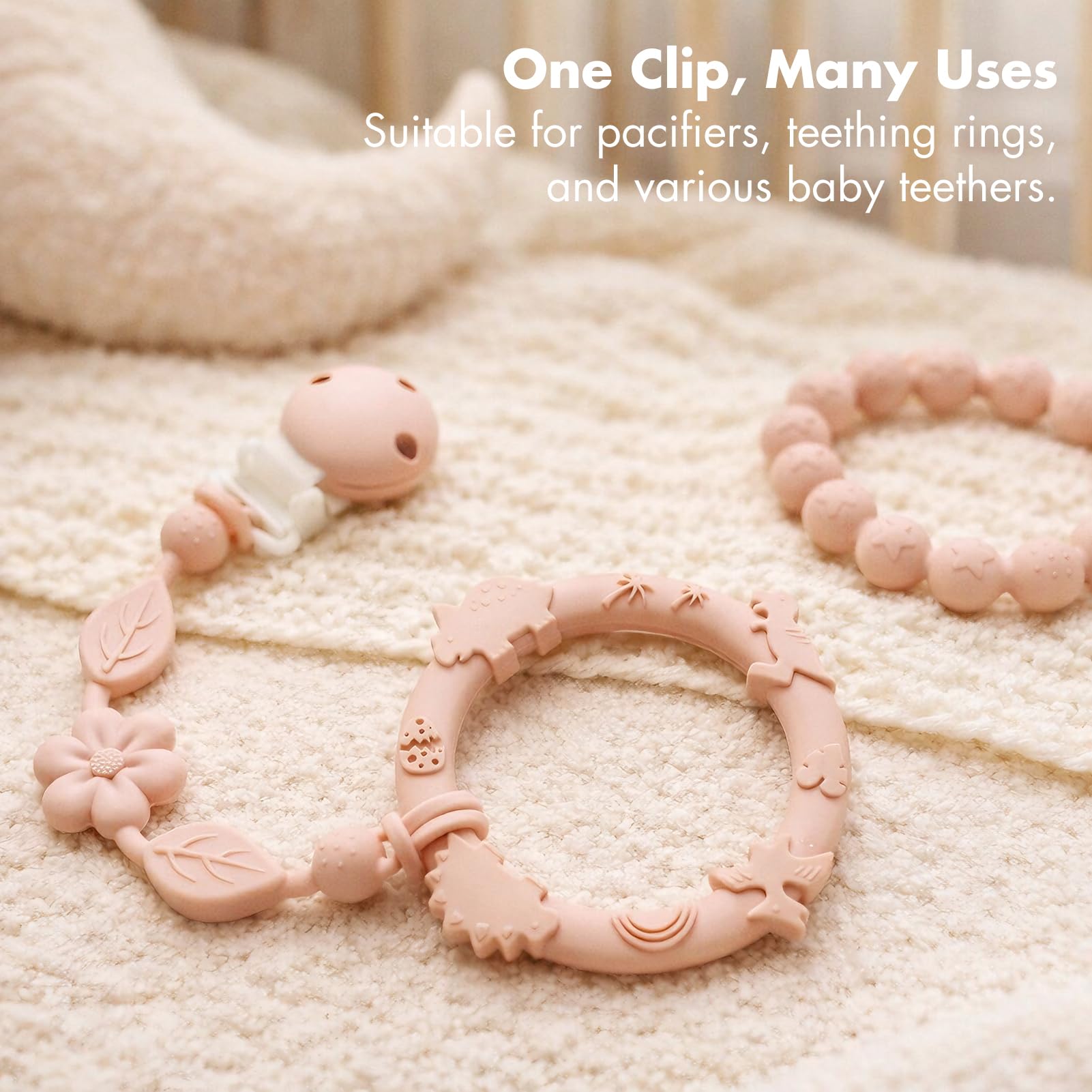 YIVEKO pacifier clips clip-detail rounded silicone protects baby's clothes