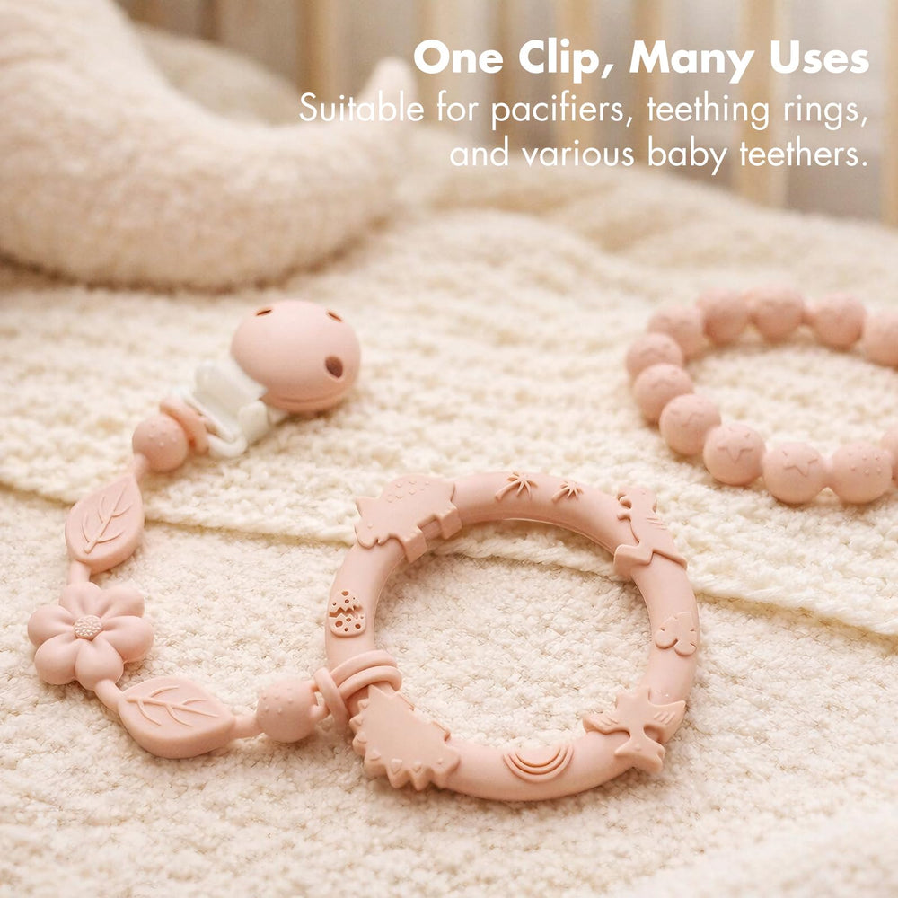YIVEKO pacifier clips clip-detail rounded silicone protects baby's clothes