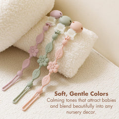 YIVEKO pacifier clips brown flower design rust-free dishwasher-safe cleaning