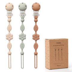 YIVEKO pacifier clips ivory flower design safe silicone for everyday use